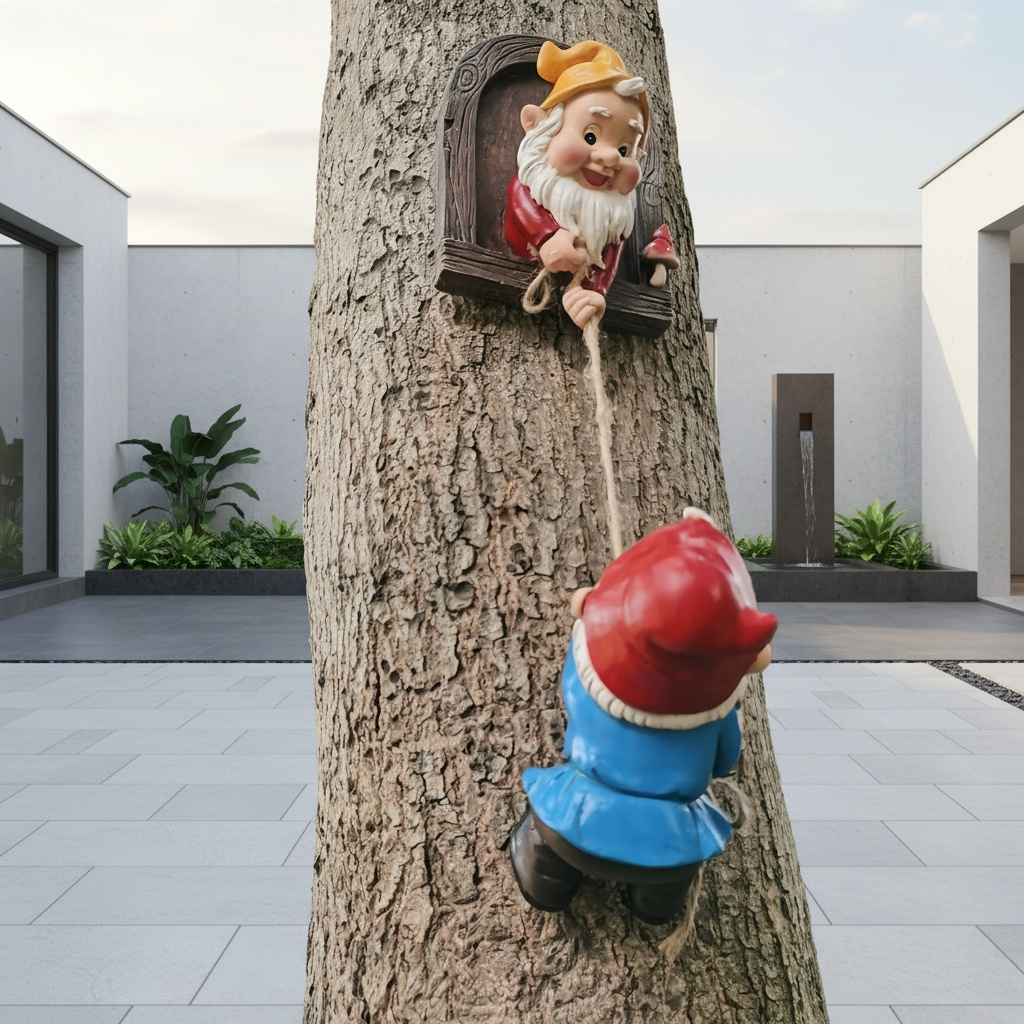 Whimsical Gnome Climbing Statues for Trees - Outdoor Garden &... product image 9