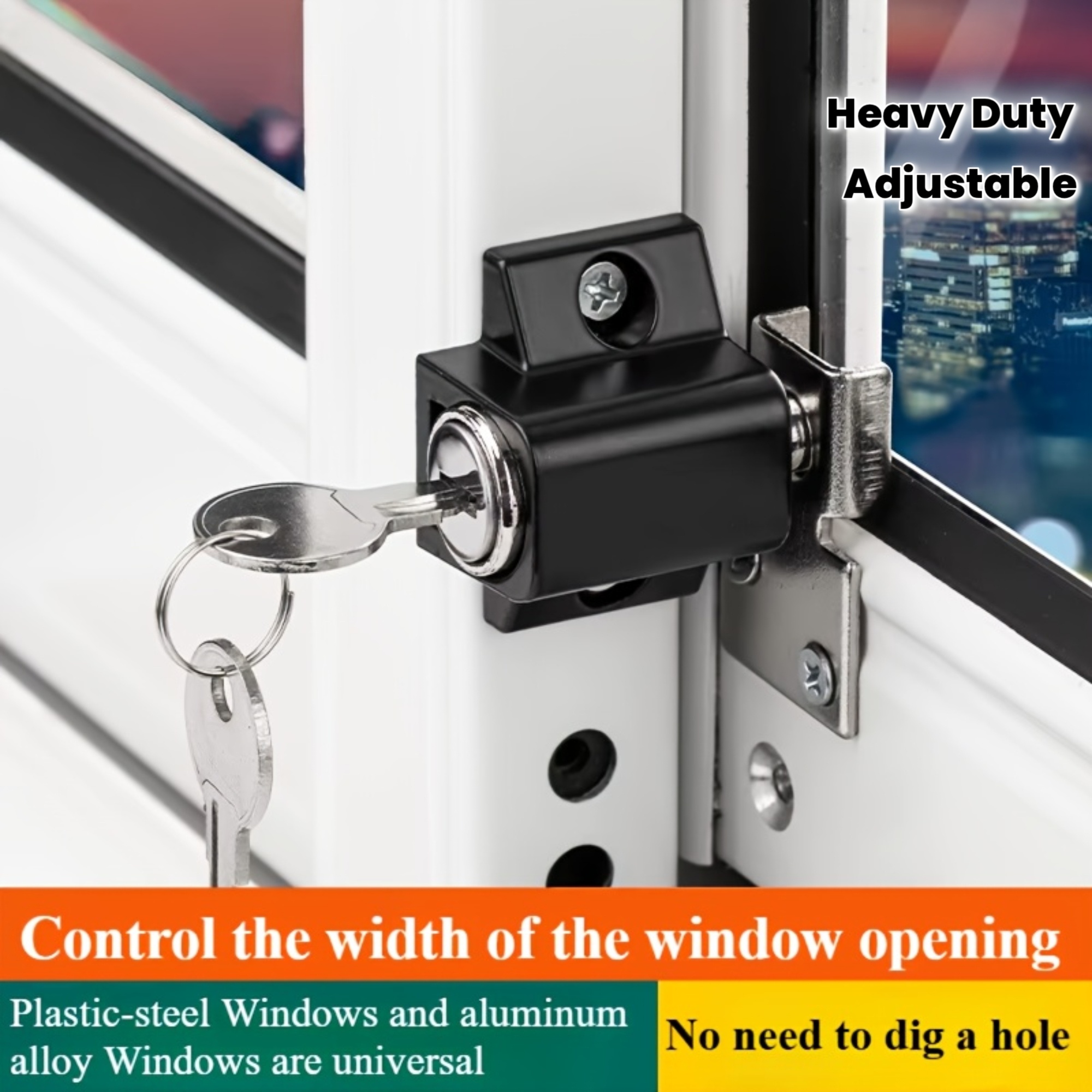 heavy duty sliding door lock with key lock adjustable anti theft device suitable for glass patio doors   durable metal door lock system residential commercial use