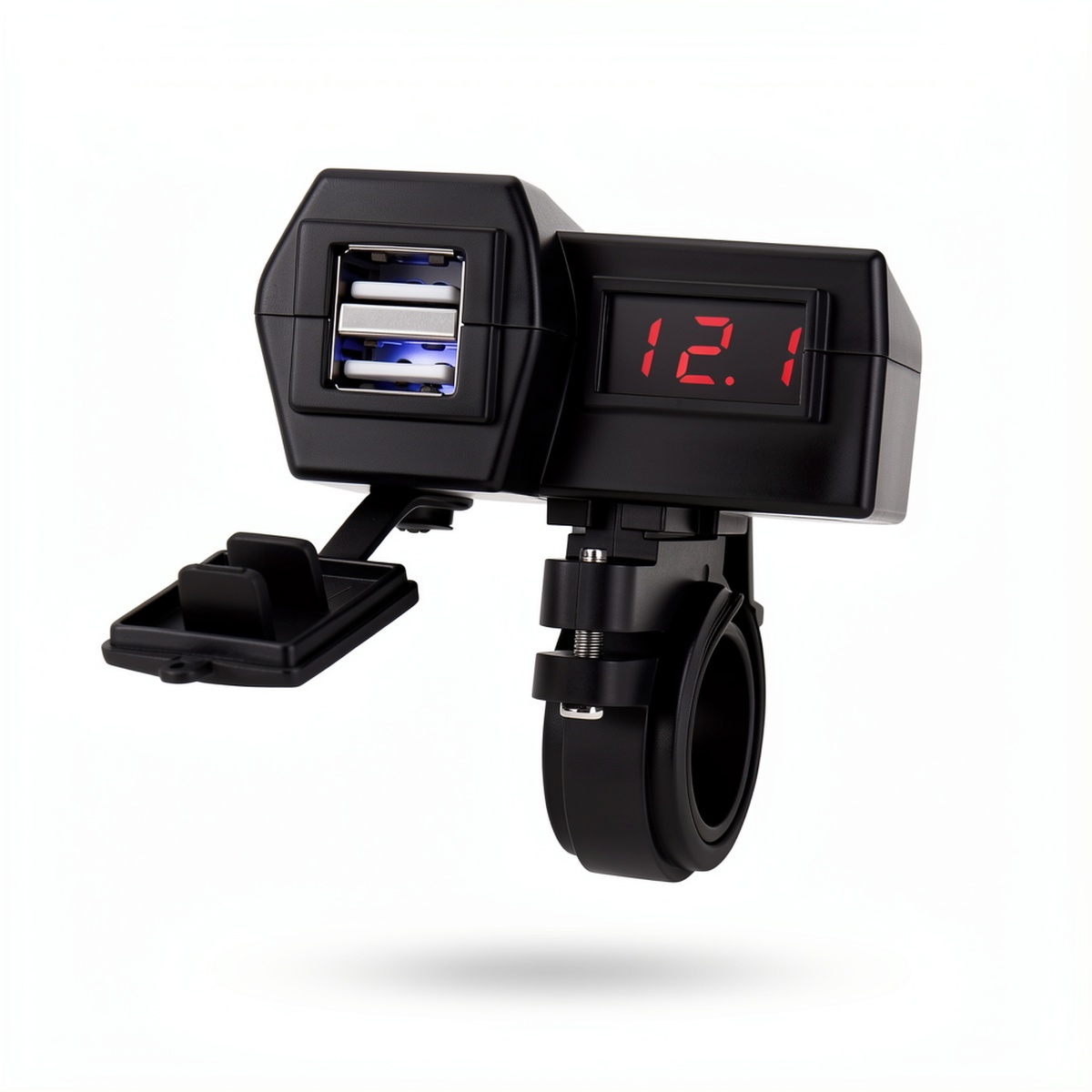 KEVANLY 1pc Cargador Multifunción para Motocicleta con Medidor de Voltaje USB Dual (Tipo de Manillar) Accesorios…