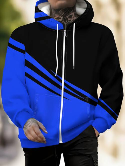 photo de l'article sweat à capuche zippé pour homme - sweat à capuche décontracté zippé pour homme - motif à impression numérique, design , vêtement dautomne et dhiver, lavable, convient pour les et - coupe , convient pour un , confortable et élégant,