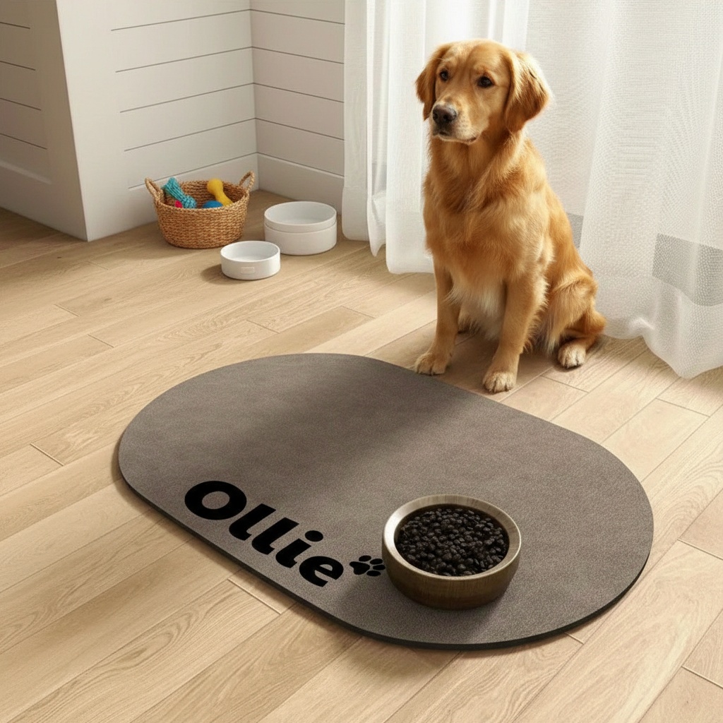 Personalized Dog Food Mat Featuring Your Pet's Name