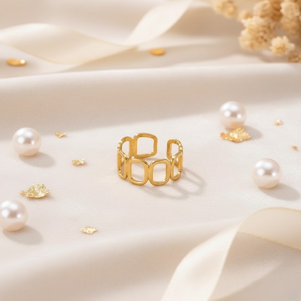 6pcs Stainless Steel 18K Golden Plated Retro Ring Set — Gift Ready