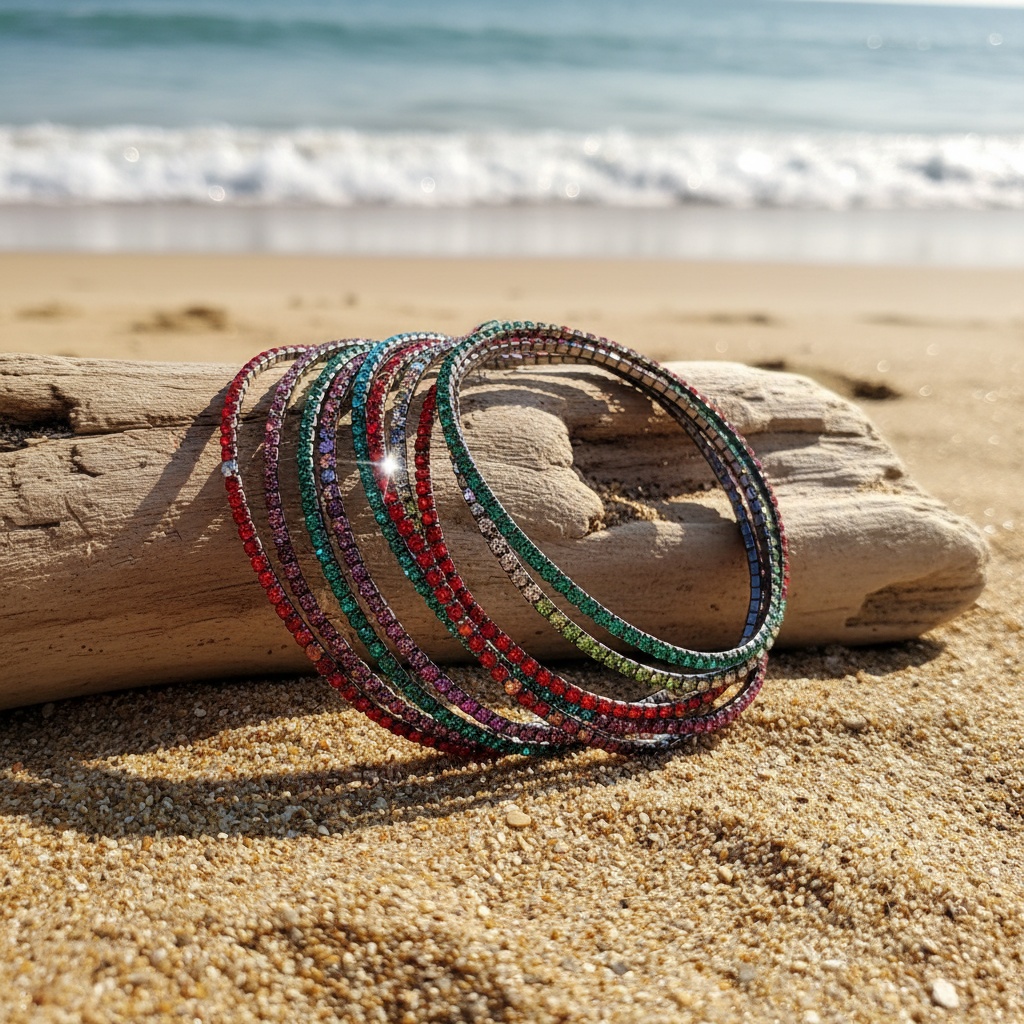 Ultra-Thin Multicolor Stackable Rhinestone Tennis Bracelet