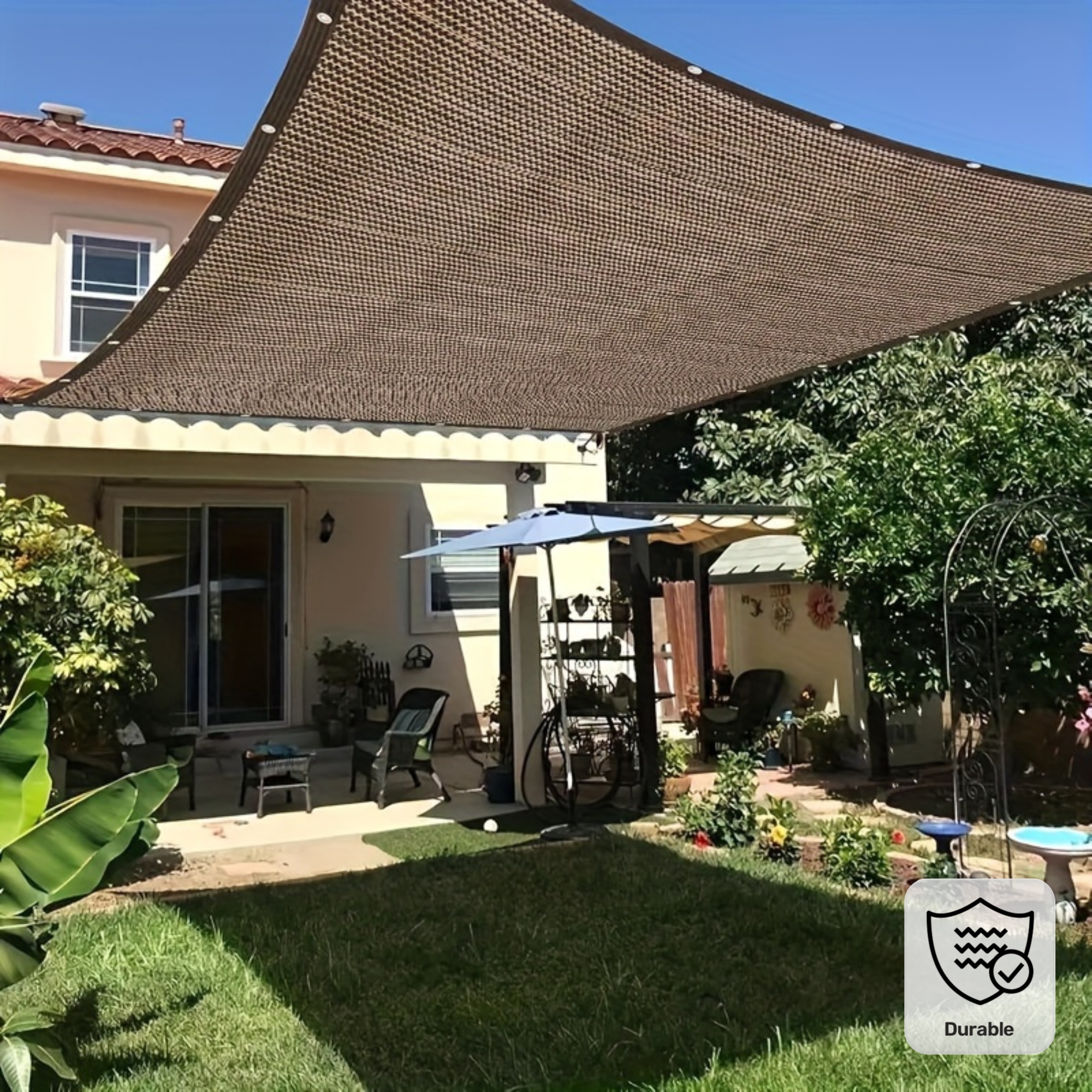 1pc 90% Coffee Shade Cloth, High Density Polyethylene Sunshade Net, Mesh Fabric, Light Shielding 80%, Easy to Hang, Ideal for Garden Terraces, Plant Sails, Greenhouses, Outdoor Pavilions, Lawns, Dog Houses, Chicken Coops, Lightweight, Durable