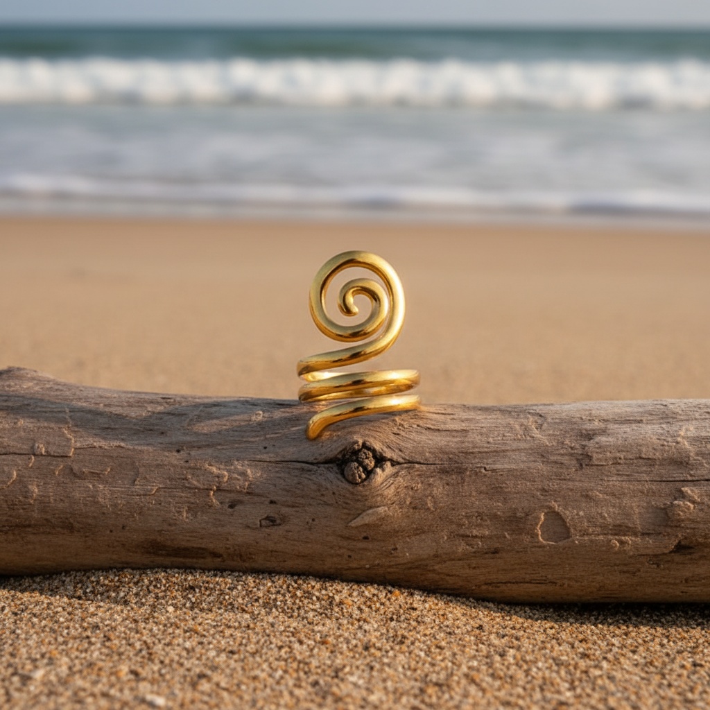 Women's Golden Retro-Style Adjustable Spiral Stainless Steel Ring