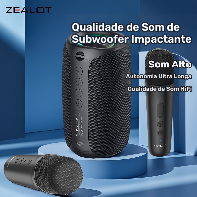 ZEALOT M2 Coluna de Som Sem Fios com Dois Microfones de Karaoke Sem Fios 3