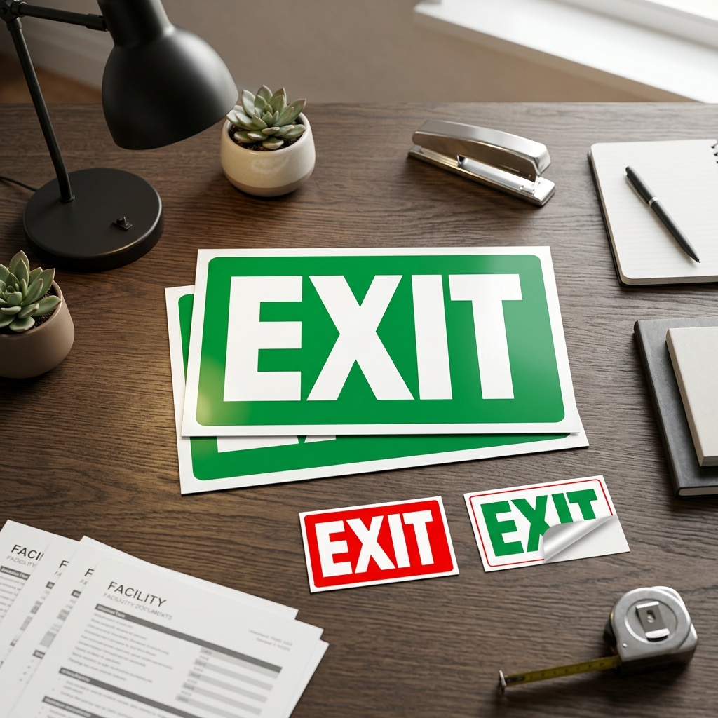 2pcs Exit Sign Stickers, High-Quality Self-Adhesive Vinyl Decals