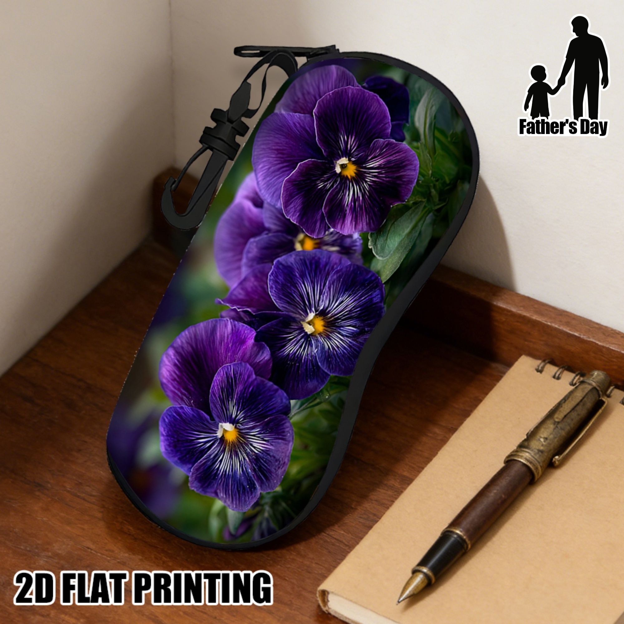 TEMU 1pc, Purple Pansy Floral Glasses Case, Zipper Storage Bag, Suitable For Glasses, Wallets And , Men' Gifts, Suitable For Leisure And Business,