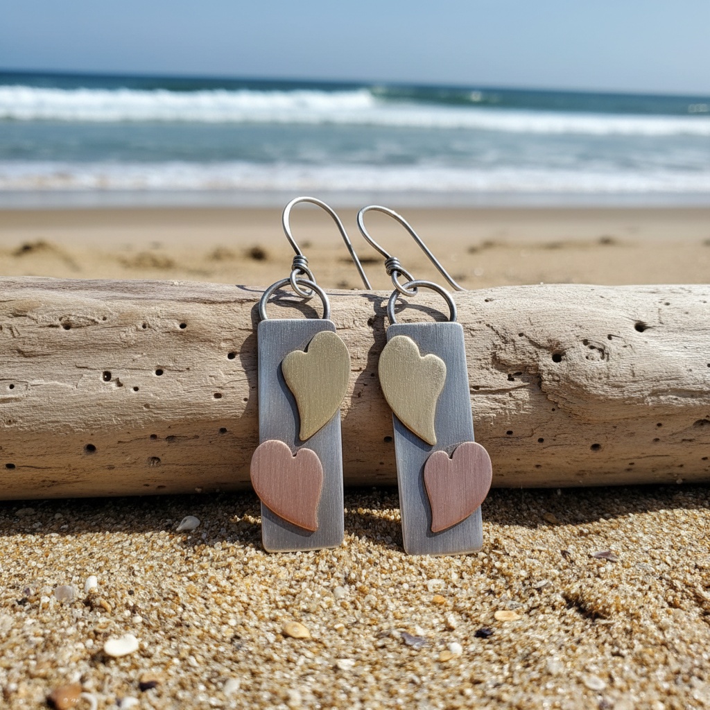 Women's Modern Retro Two Tone Heart-Shaped Geometric Earrings