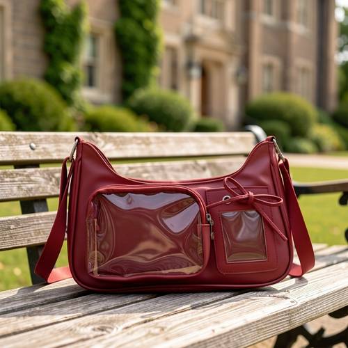 imagen del artículo bolso de axila transparente con bolsillo y de venta caliente, mini bolso cruzado ajustable, bolso de cuerpo de media luna con bolsillo frontal transparente , almacenamiento en capas, bolsillo frontal transparente para recuperación rápida de tarjetas