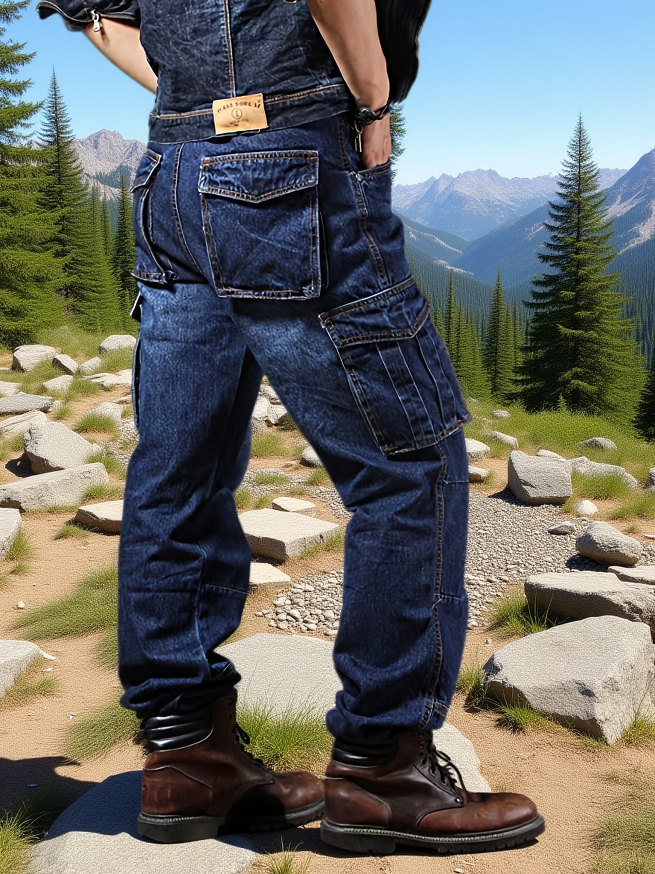 Men Outdoor Casual Motorcycle Workwear Multi Pockets Denim Biker... product image 7