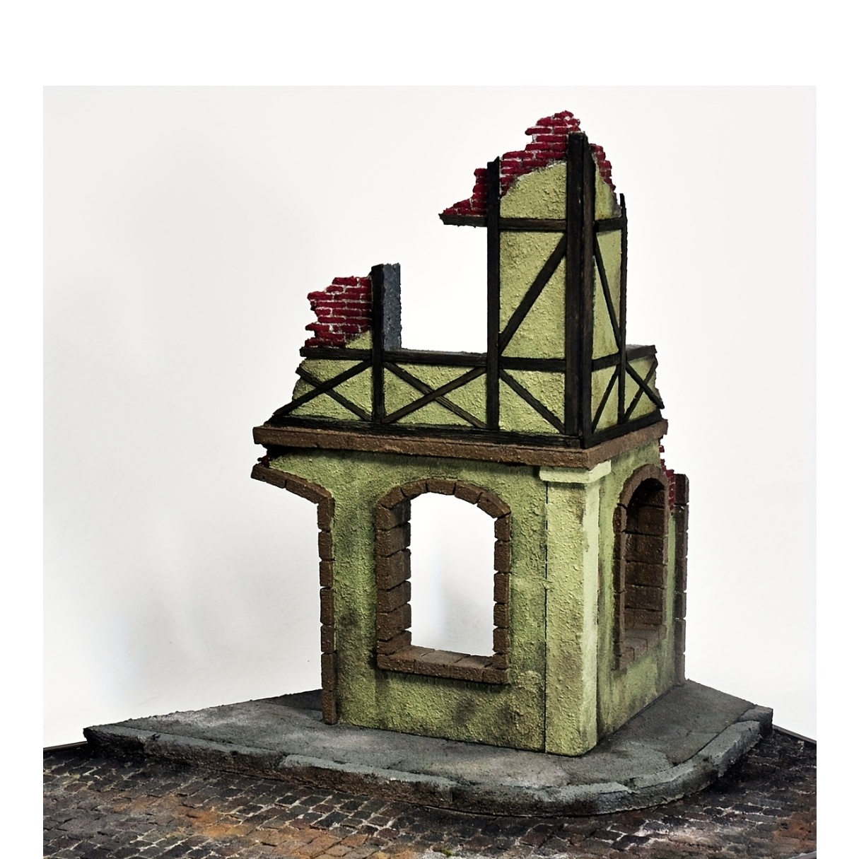 War Damaged Architectural Model Kit, Collapsed Building Diorama