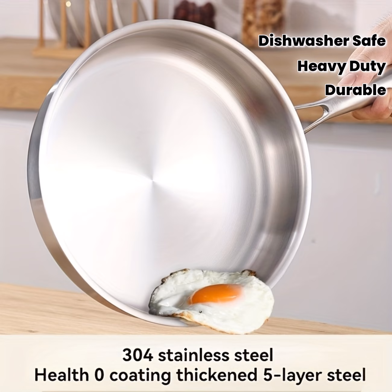 11.81 Inch, 12.60 Inch Triple-Layer Stainless Steel Frying Pan -...