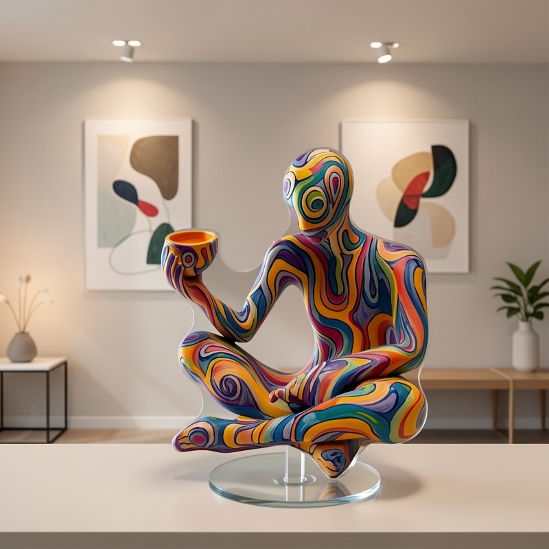 2D Flat Uplifting Abstract Human Sculpture