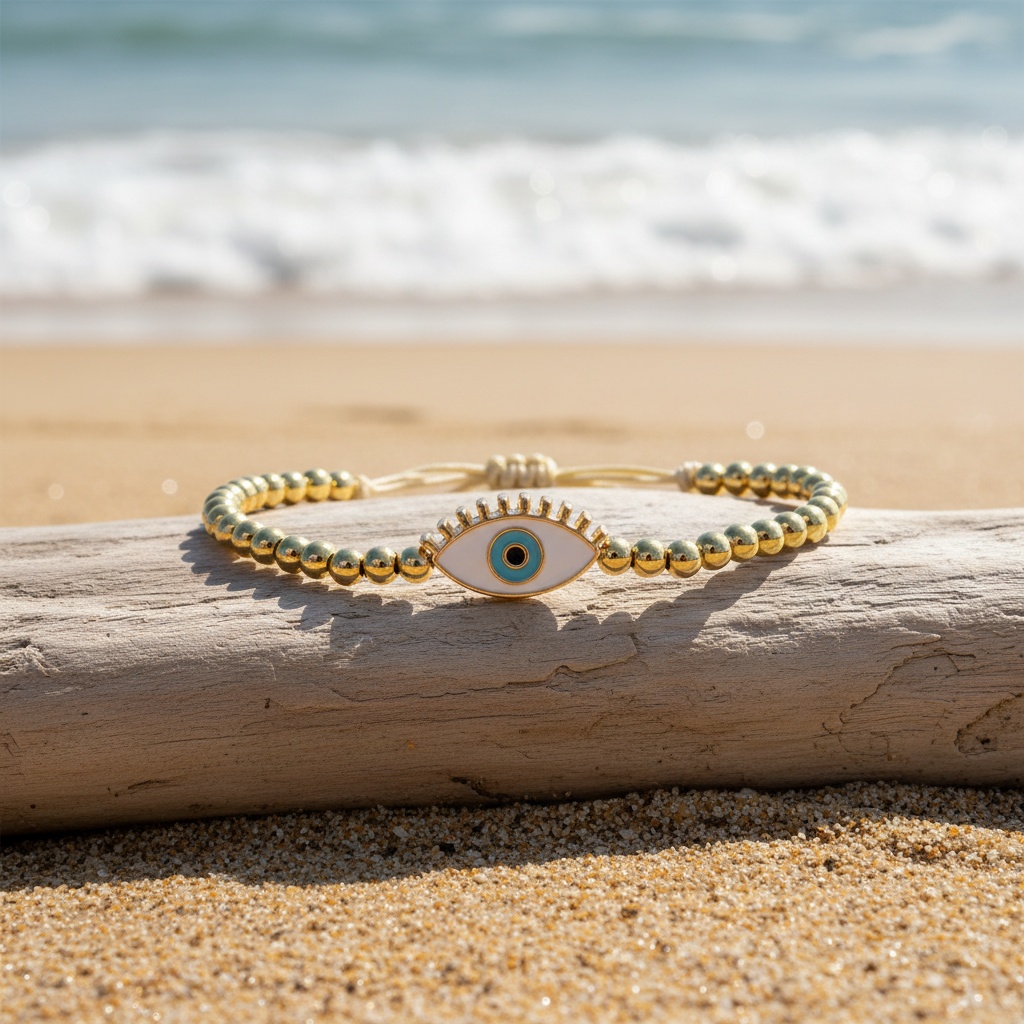 Bohemian Evil Eye Beaded Bracelet for Women, Adjustable Gift