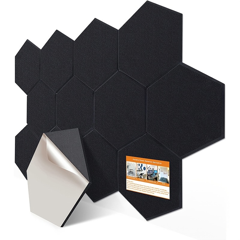 Lot de 12 panneaux acoustiques hexagonaux en mousse – Panneaux acoustiques  autocollants haute densité – Absorption du bruit pour studio, maison