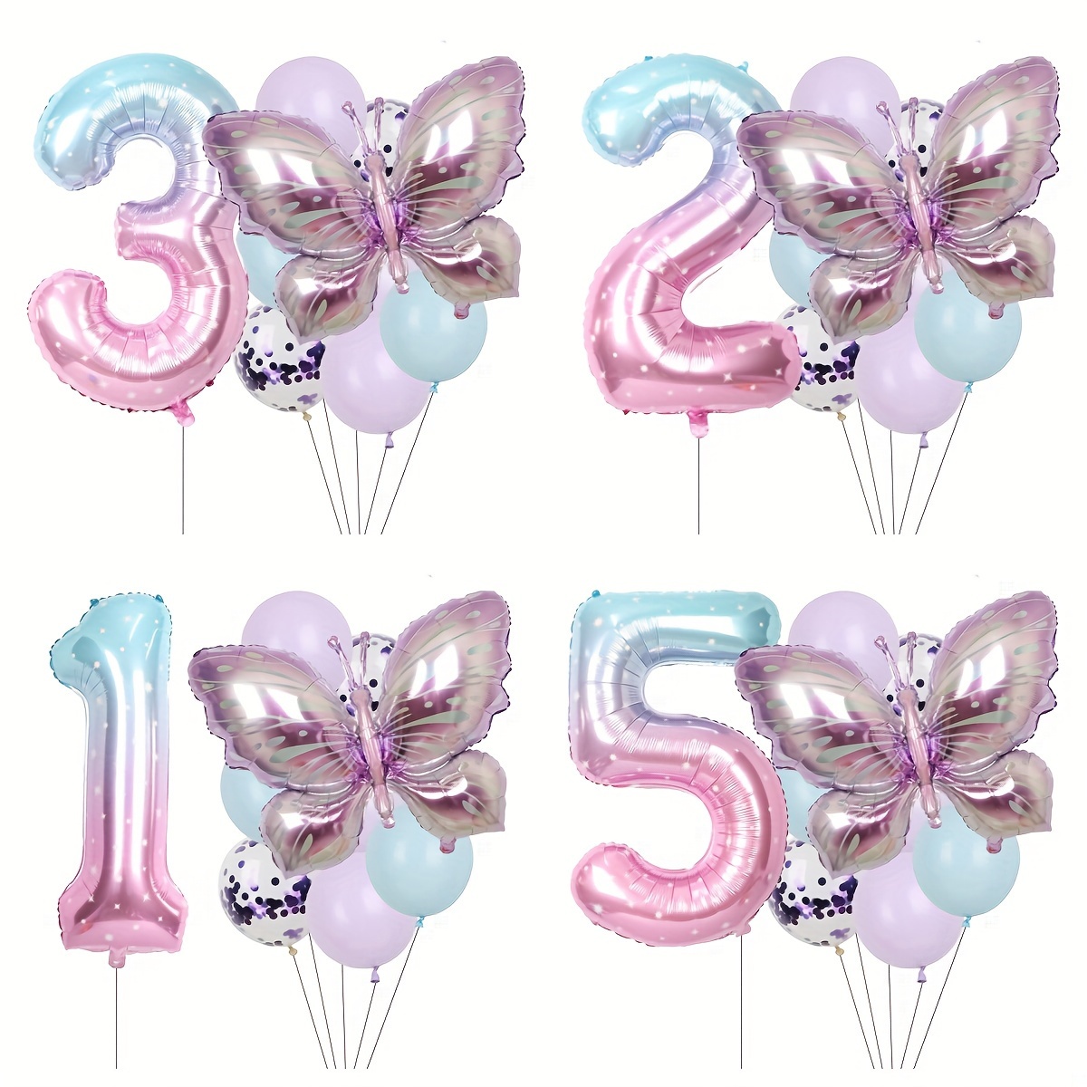 Décorations de Fête d'anniversaire Papillon - Bannière Joyeux Anniversaire  Papillon, Ballons en Latex, Autocollants Papillon 3[326]