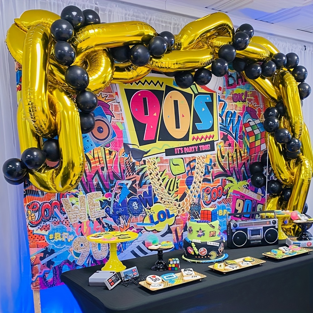 Decoraciones de fiesta de los años 80, 90, 50, paquete de fiesta de los  años 80, 90, 50, incluye radio inflable Boombox y teléfono móvil, telón de