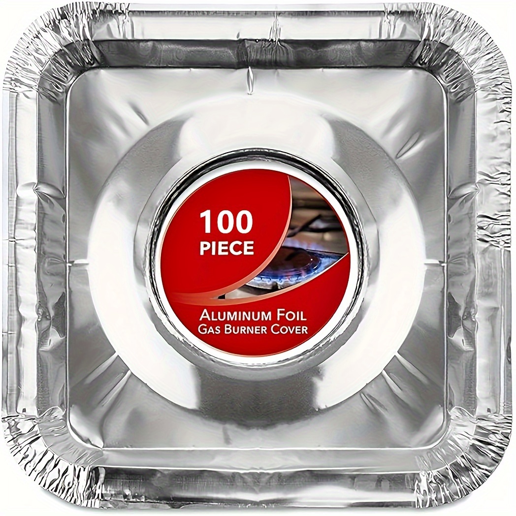 50pcs Disposable Aluminum Stove Burner Liners - Keep Your Stove Clean &  Heat Resistant - 8.5in Square Protectors for Gas Ranges & Cooktops