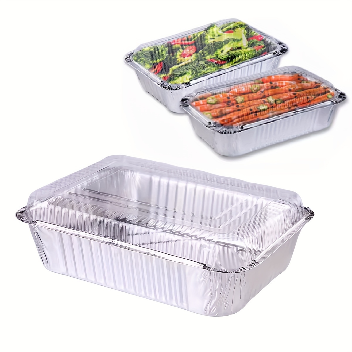 Durable Packaging Bandeja cuadrada de papel de aluminio para tartas con  tapa transparente, 50 juegos, moldes desechables para hornear (paquete de  50)