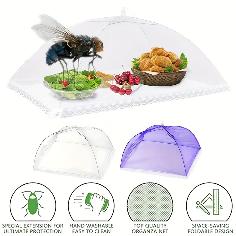 Mesh Dome Food Cover Round Splatter Screen Anti-flies Foldable