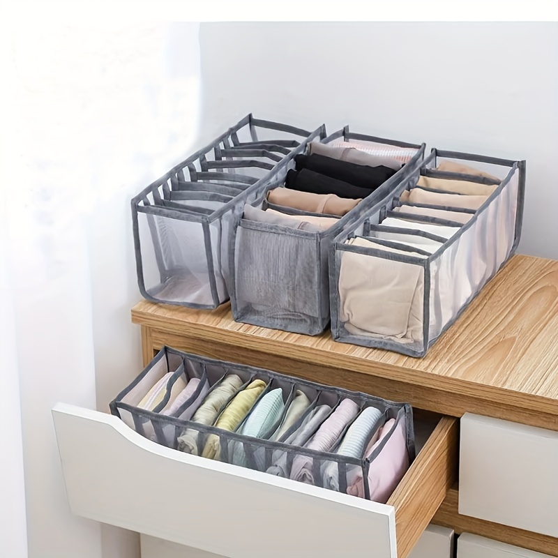  Wardrobe Clothes Organizer for Folded Clothes 7 Grids, Jeans  Compartment Storage Box Foldable Closet Drawer Organizer Clothes Drawer  Mesh Separation Box for Bedroom 2 sizes (Gray,Jeans Grid+Leggings : Home &  Kitchen