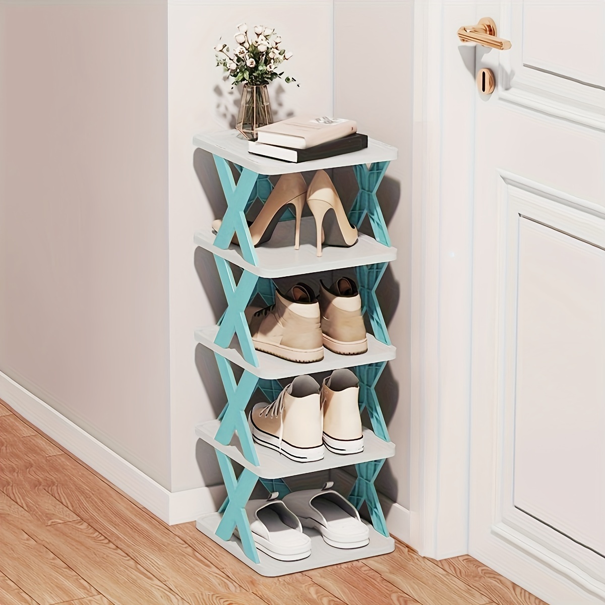Small 3-Tier Shoe Rack for Closet & Entryway, Installation-Free Foldable  Bamboo Shoes Storage Organizer, Sturdy Free Standing Three Shelf Shoe Stand