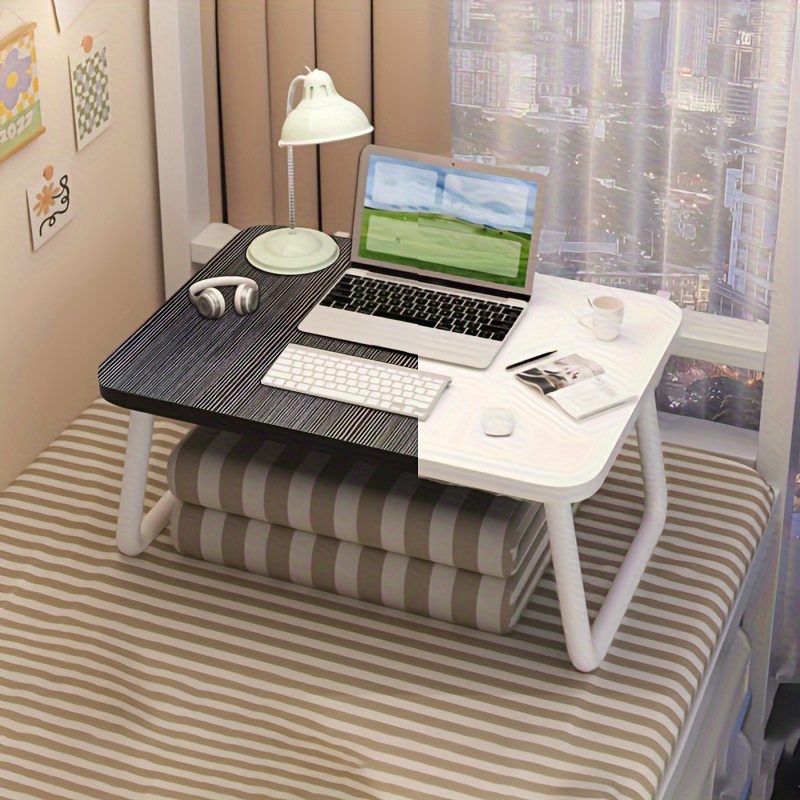 Mesa de cama plegable para laptop, bandeja multifunción para servir con  cajón de almacenamiento y soporte para botella de agua, ranura para comer