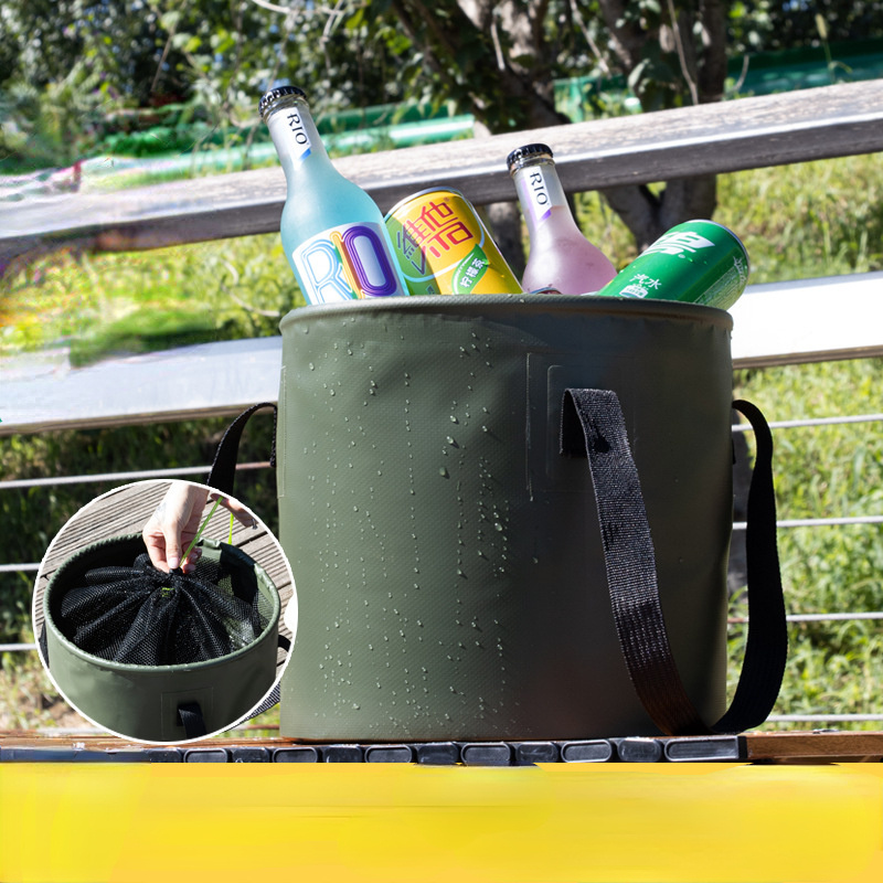 Clobeau Cubo plegable con asa, contenedor de agua plegable portátil (11 l),  cubo plegable multiusos para playa, senderismo, pesca, mochilero, camping