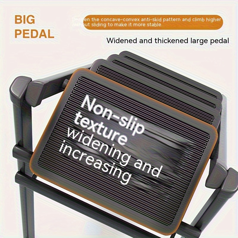 Escalera plegable de 2 peldaños con pasamanos alto - Escalón de acero de  150 kg (330 lbs) plegable con grandes pedales antideslizantes