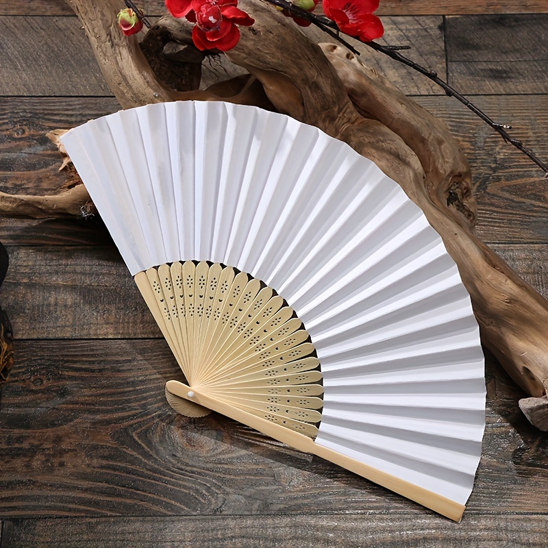 12pcs Folding Paper Fans Handheld Pocket Paper Fans