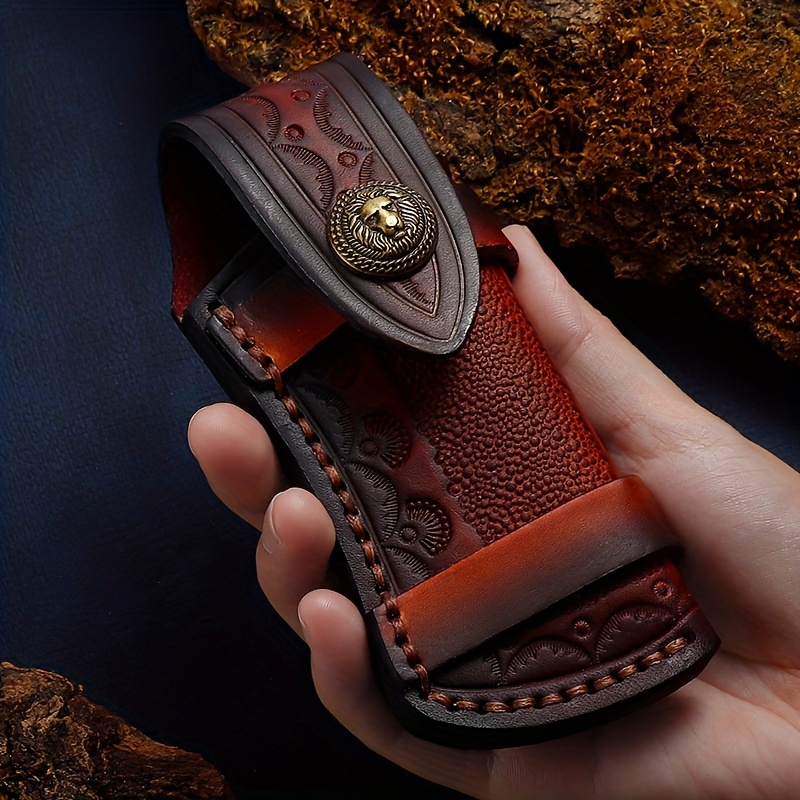 Leather Pocket Knife Sheath For Belt Edc Belt Folding Knife - Temu