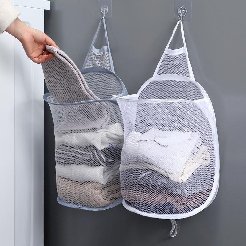 2 bolsas de lavandería de viaje impermeables con asa, bolsa de ropa sucia  para viajes, cesta de lavandería colgante con dos bolsillos con cremallera