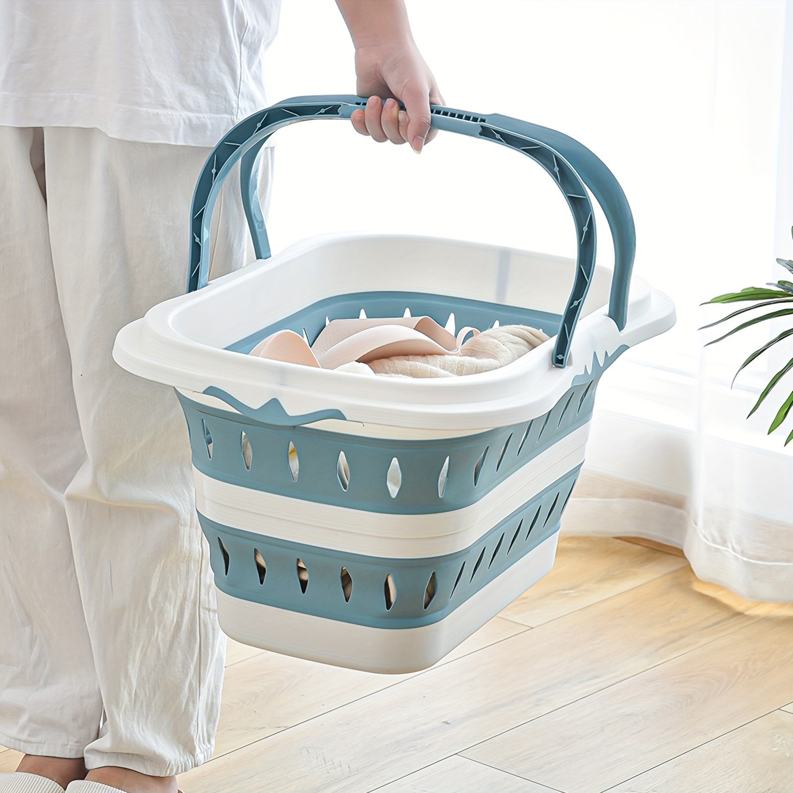 Homele Large Round Storage Basket, Cute Collapsible Laundry Basket