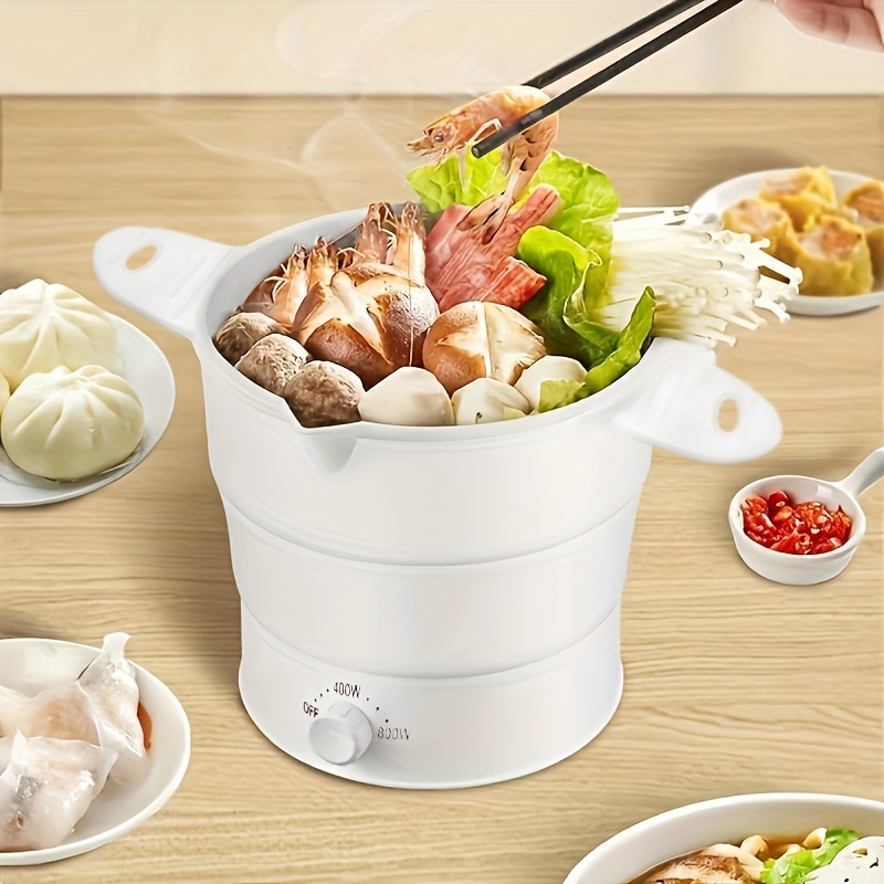 Mouliraty Foldable Electrical Cooker Travel Pot - Dual Voltage 100V-240V  Hot Pot Cooking - Food Grade Silicone Cookerware Boiling Water Steamer -  Camping Office Hotel Noodle Porridge Soup, 