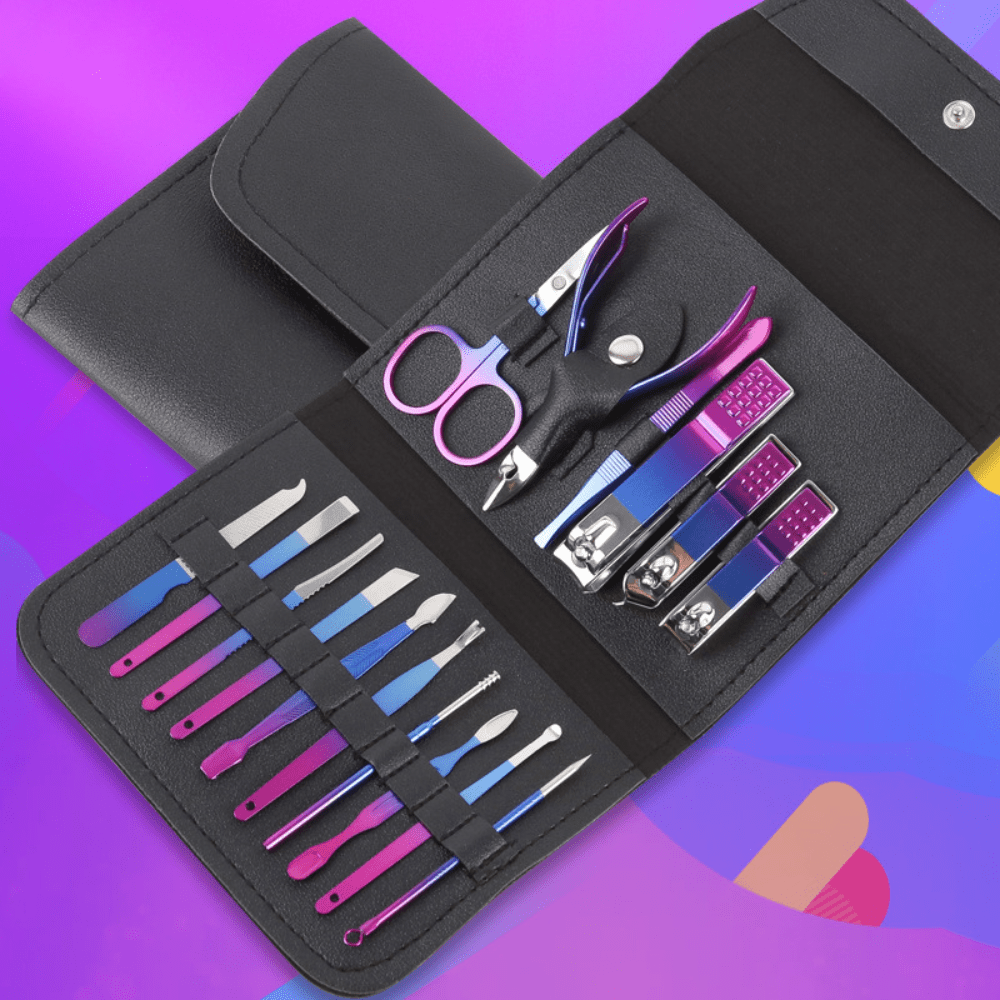 Manicure Set Travel Mini Nail Clippers Kit Pedicure Care Tools 10Pcs  Stainless Steel Grooming kit Coffee Grid 