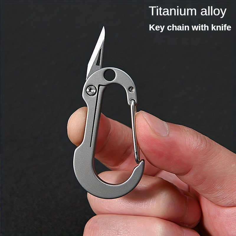 [Aluminum] All in One Carabiner Keychain Clip with Foldable Utility Small  Knife