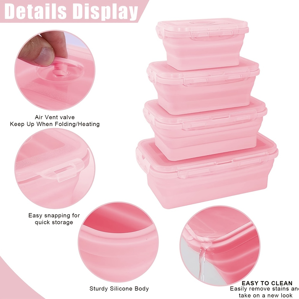 1pc Folding Silicone Insulated Lunch Box Collapsible Portable Round Bento  Box For Office Workers Leakproof Food Storage Container With Bpa Free  Airtight Plastic Lid Microwave And Freezer Safe Home Kitchen Supplies