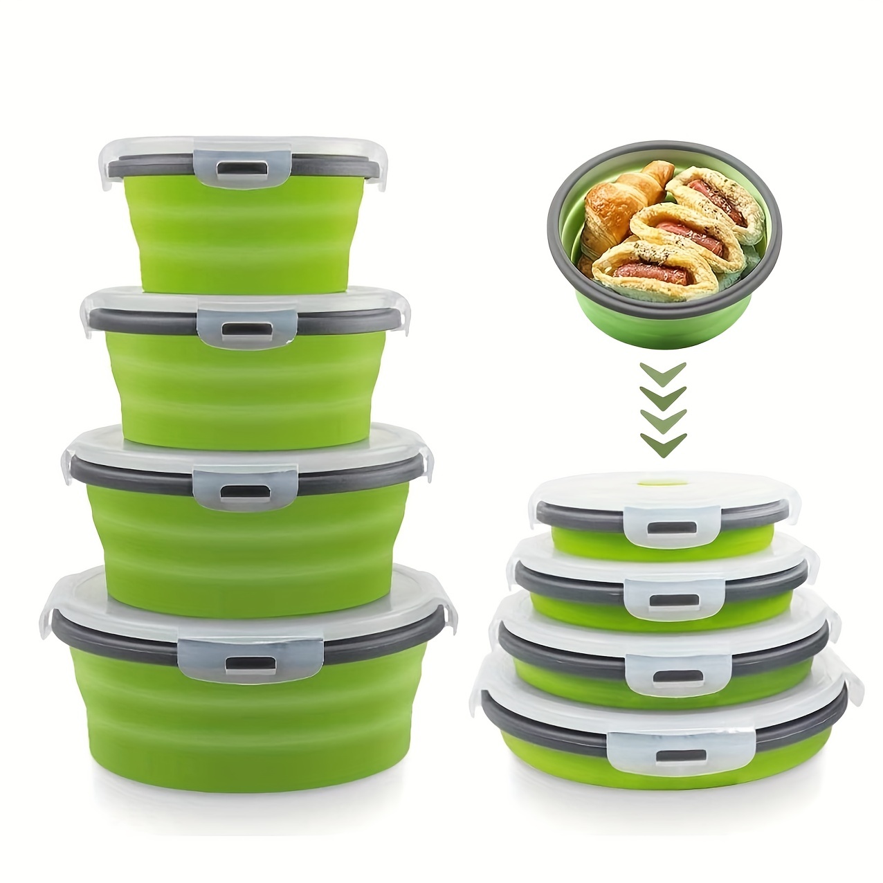 550/950ML Round Folding Silicone Lunch-Box Folding Cup Travel Food Container  Portable Bowl Collapsible Salad Bowl Tea Coffee Cup - AliExpress