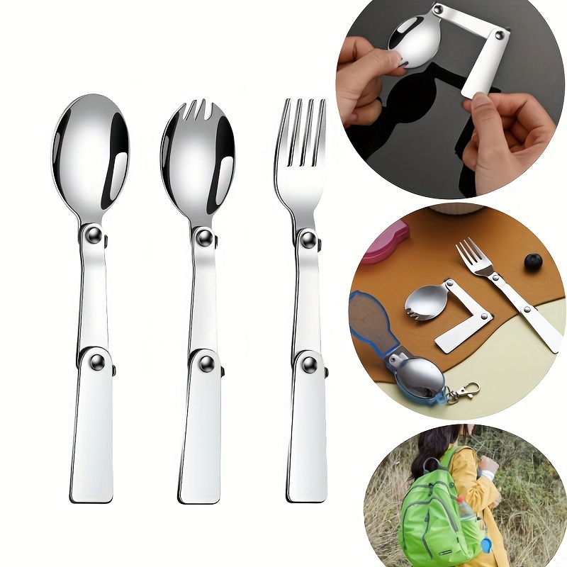 304 Stainless Steel Folding Spoon Outdoor Tableware Portable Rotating  Creative Mini Spoon