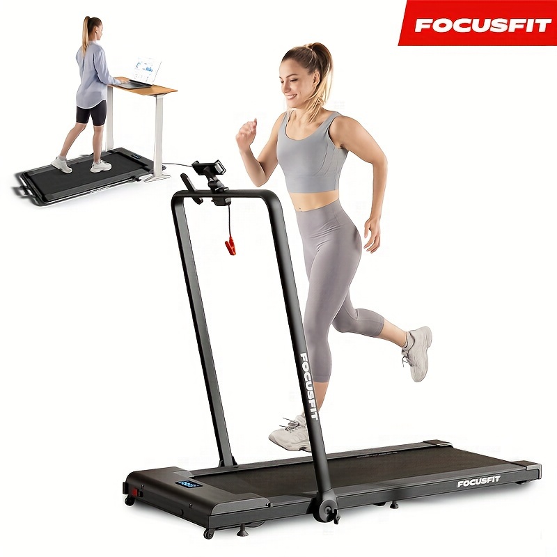 Cinta de correr eléctrica plegable para gimnasio en casa, máquina portátil  para fitness, caminar, trotar, con soporte para teléfono celular, color