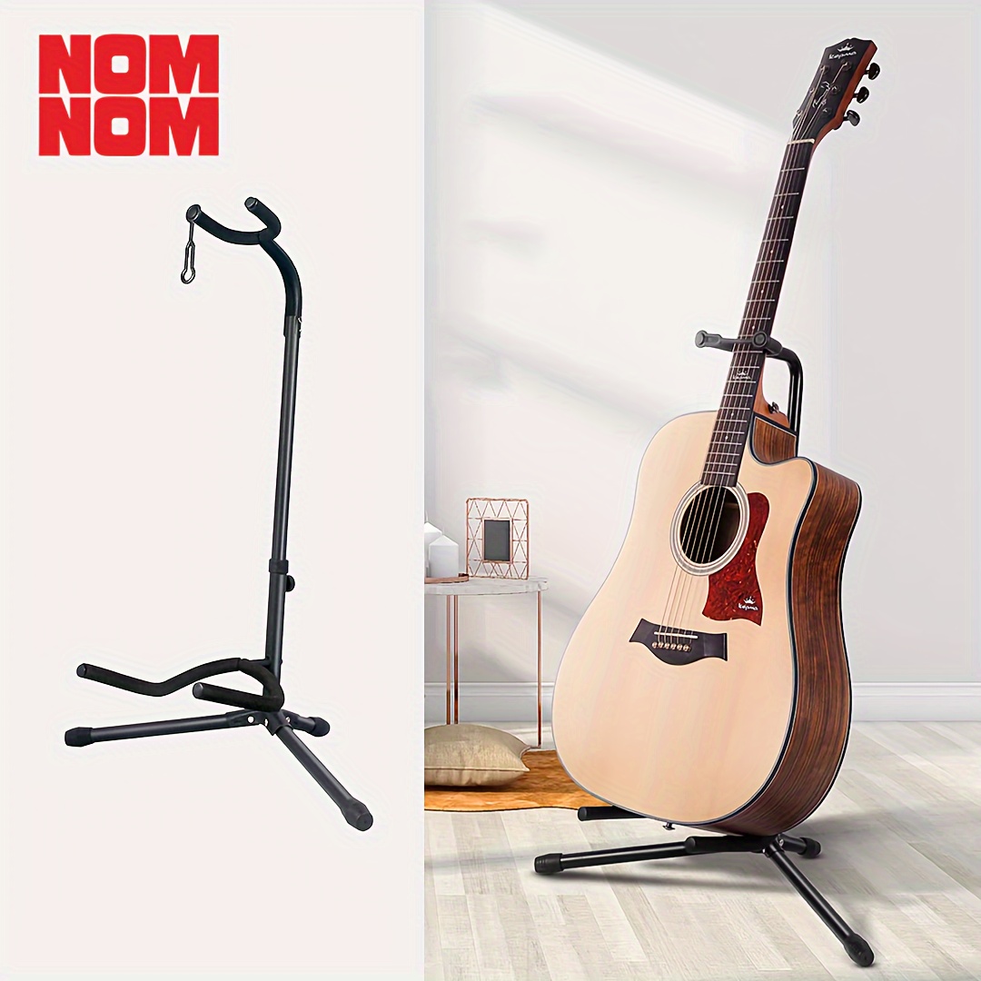   Basics Adjustable Guitar Folding A-Shape Frame Stand for  Acoustic and Electric Guitars with Non-Slip Rubber and Soft Foam Arms,  Fully Assembled, Black : Musical Instruments