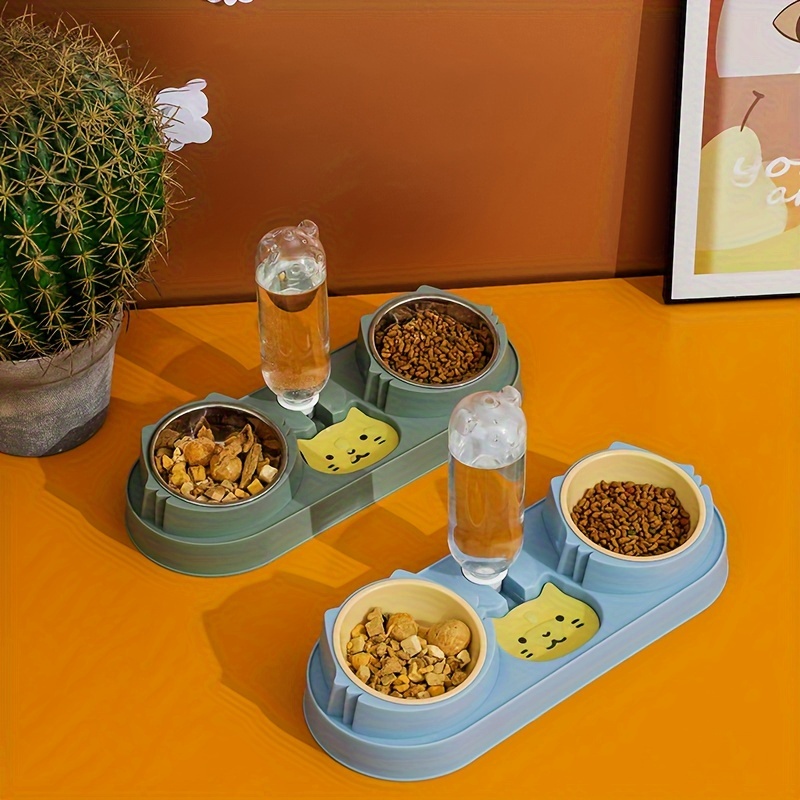 Transparent Double Cat Bowl With Vertical Design For Easy - Temu