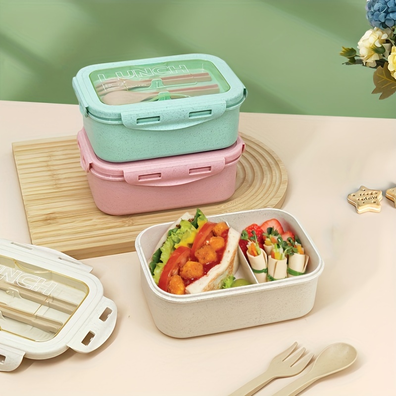 Wheat Straw Divided Snack Containers, Japanese Style Lunch Box, Portable  Microwave Oven Square Divided Fast Food Box, Picnic Camping Food Fruit  Container, For Back To School, School Supplies And Classroom, Kitchen  Acccessories 