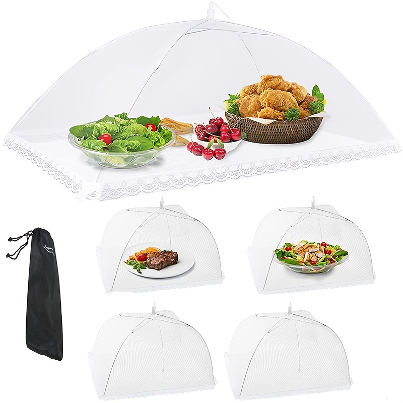Mesh Dome Food Cover Round Splatter Screen Anti-flies Foldable