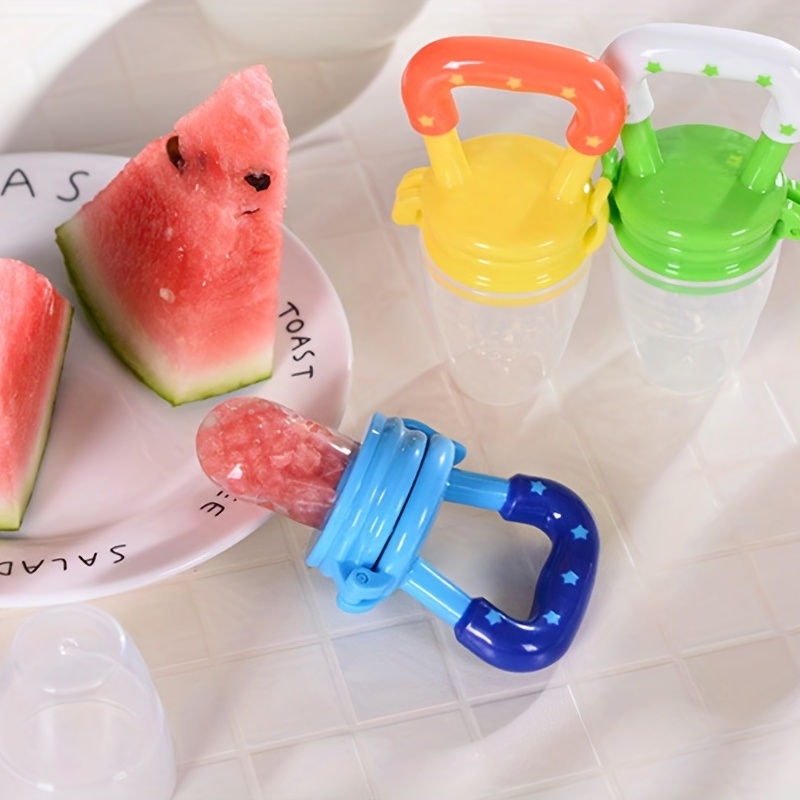 Chupete alimentador de frutas para bebés, paquete de 3, 2 mordedores de  frutas congeladas para bebés y 1 cuchara dispensadora de alimentos para  bebés