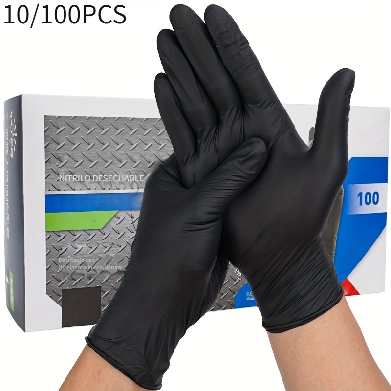 100pcs Guantes Negros Nitrilo 9 Pulgadas Sin Polvo Sin Látex - Temu