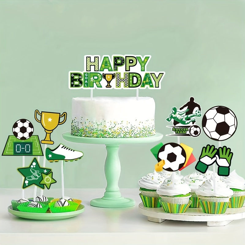 Decoración para tartas de fútbol, 14 piezas de juguetes de futbolista,  decoración de pastel de fútbol, decoración de pasteles para fiesta de  fútbol