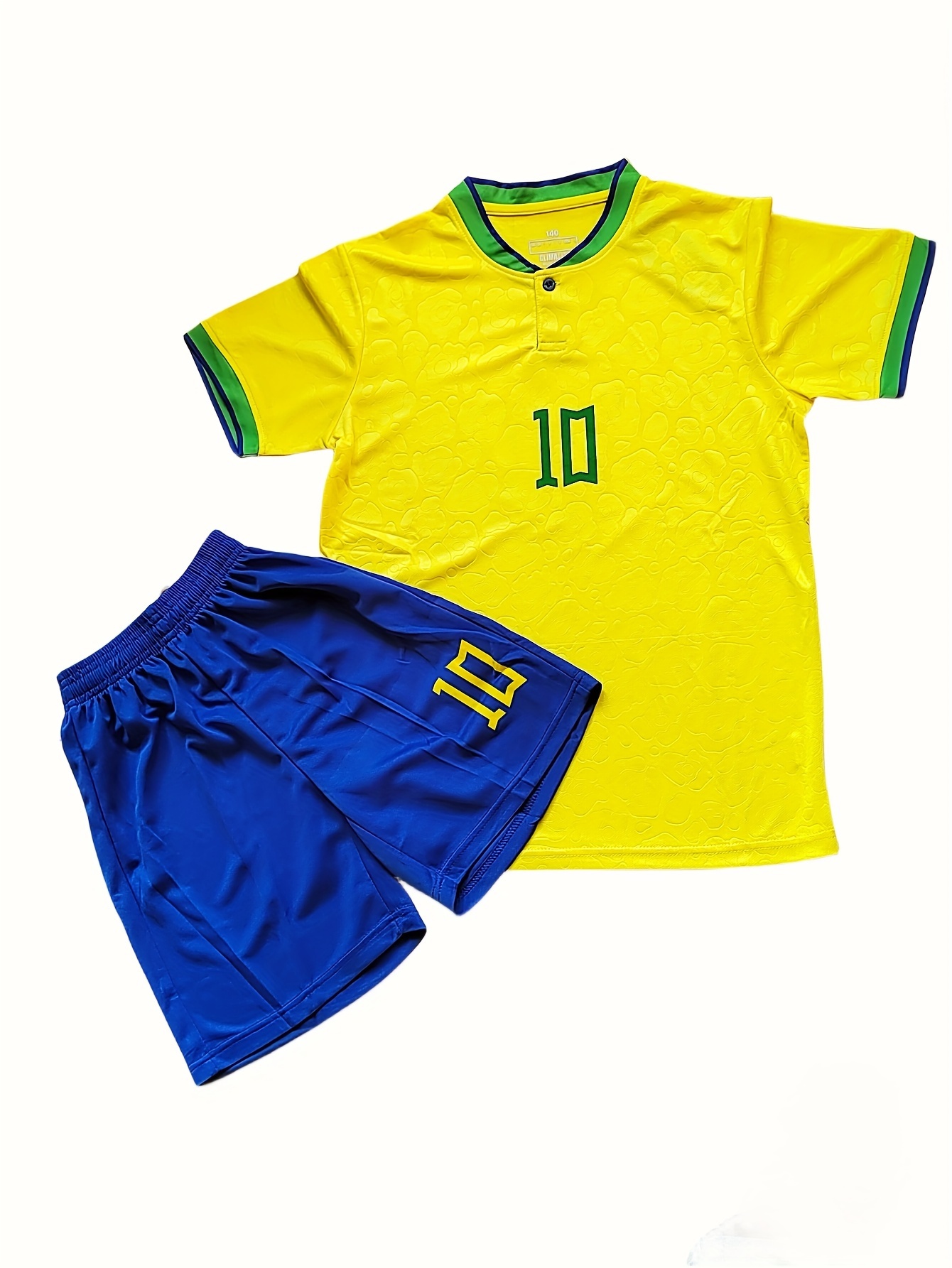 Conjunto deportivo de moda para fútbol infantil, camiseta de fútbol con  bloques de color para niño #7 y pantalones cortos transpirables para