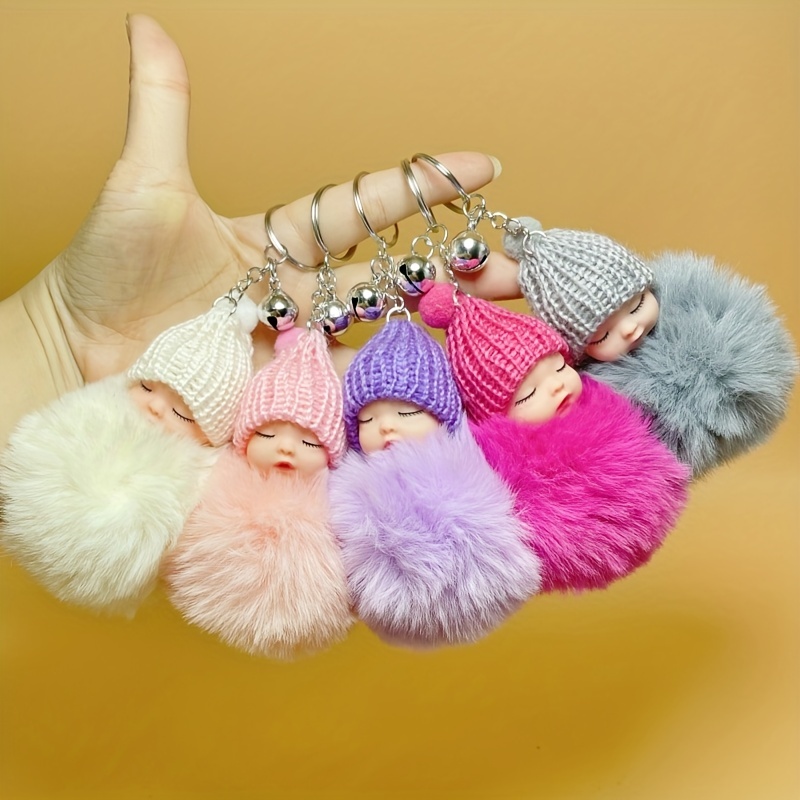 2022 Cartoon Woolen Bear Doll Keyring Animal Holding Pink Heart Keychains  Women Girl Car Bag Charm Key Chains Pendant Gifts